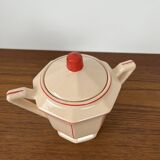Digoin-Sarrguemines Art Deco pink and red coffee/tea set