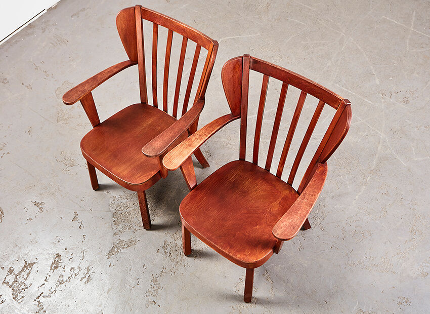 Christian E. Hansen pair of Canada easy chairs for Fritz Hansen Denmark 1940