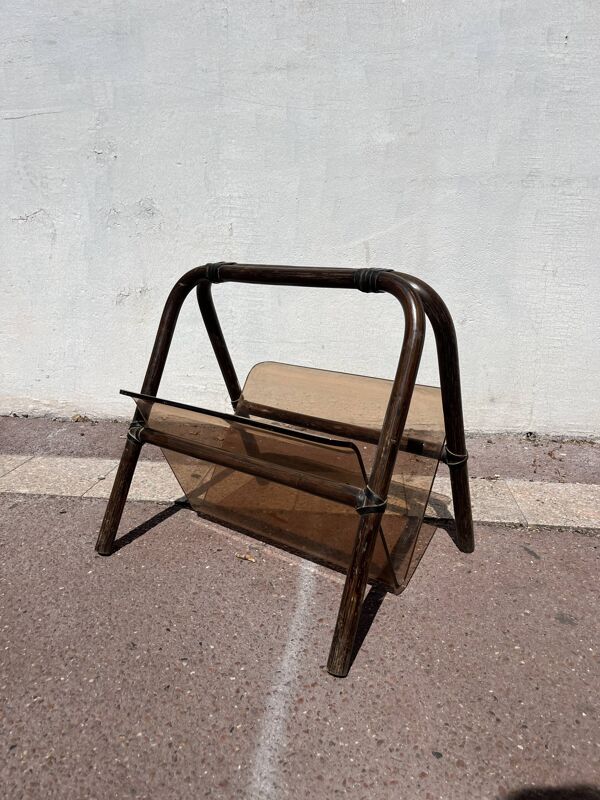 Porte revue Rotin et Plexiglas Marc Held