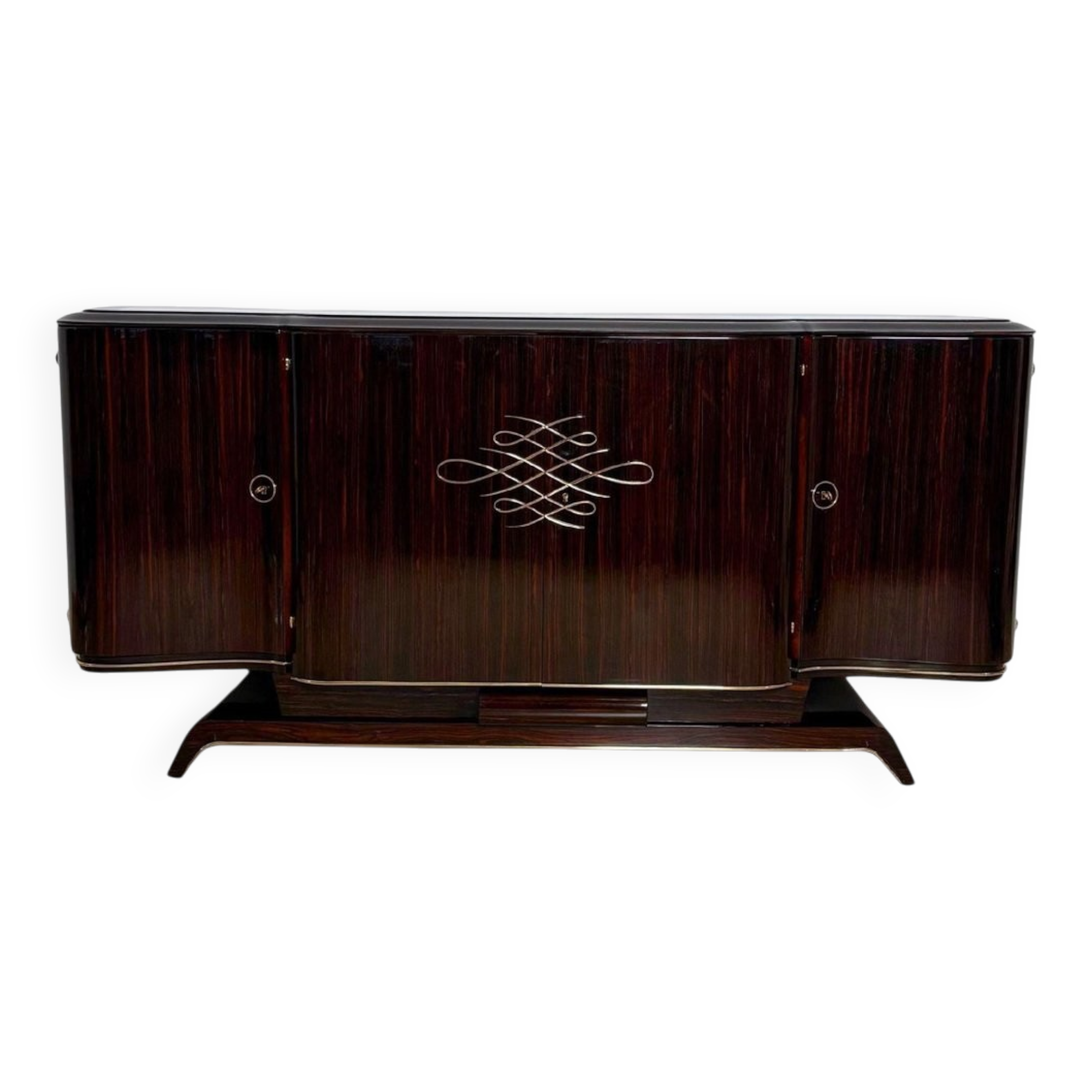Art Deco Sideboard in Macassar Ebony and Brass, Paris, 1930s