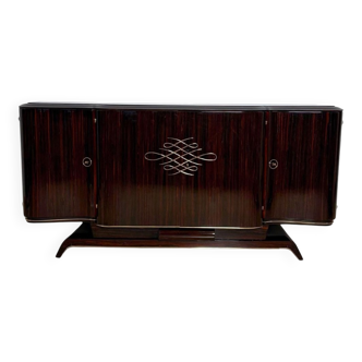 Art Deco Sideboard in Macassar Ebony and Brass, Paris, 1930s