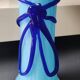 Large Murano Vase Floral Design, Opaline. Relief Ribbon Bow Decor