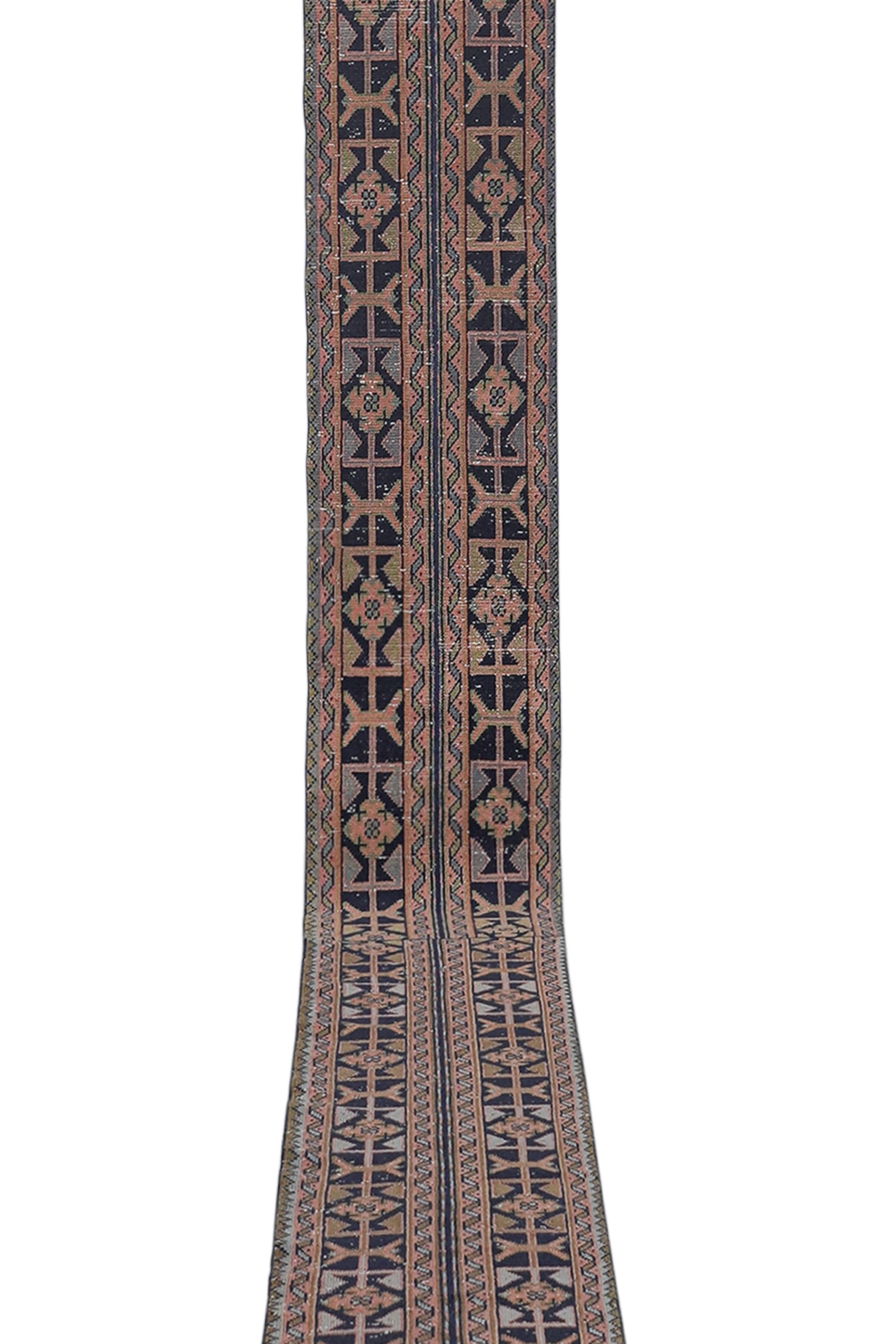 Vintage Turkish Oushak Handwoven Rug 58x667 cm