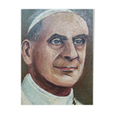 Tableau, peinture signée religieux pape Paul VI