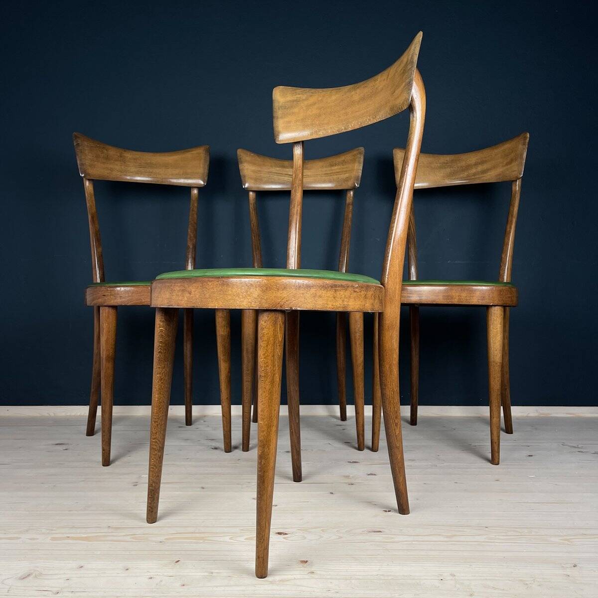 Vintage dining chairs by Pirelli Sapsa, Italy 1950s, set of 4.