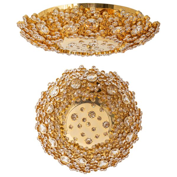 Applique fleurie en laiton doré et verre taillé par Palwa, Allemagne, années 1970