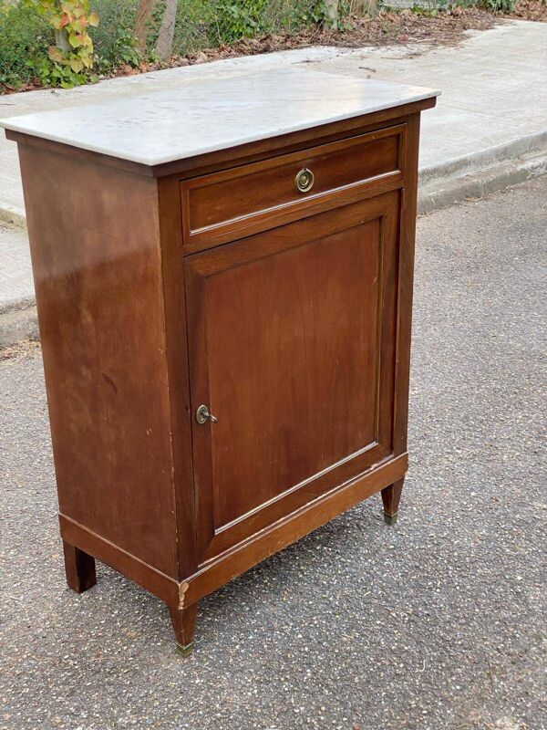 Buffet confiturier Louis XVI bois et marbre blanc du 19ème