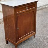 Louis XVI buffet with a confiturier in wood and white marble from the 19th century.