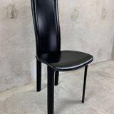 Set of 4 Italian Black Leather Dining Chairs