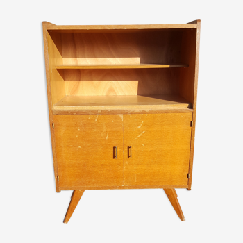 Vitrine aileron meuble de rangement 1950 bois clair