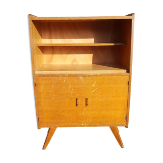 Vitrine aileron meuble de rangement 1950 bois clair