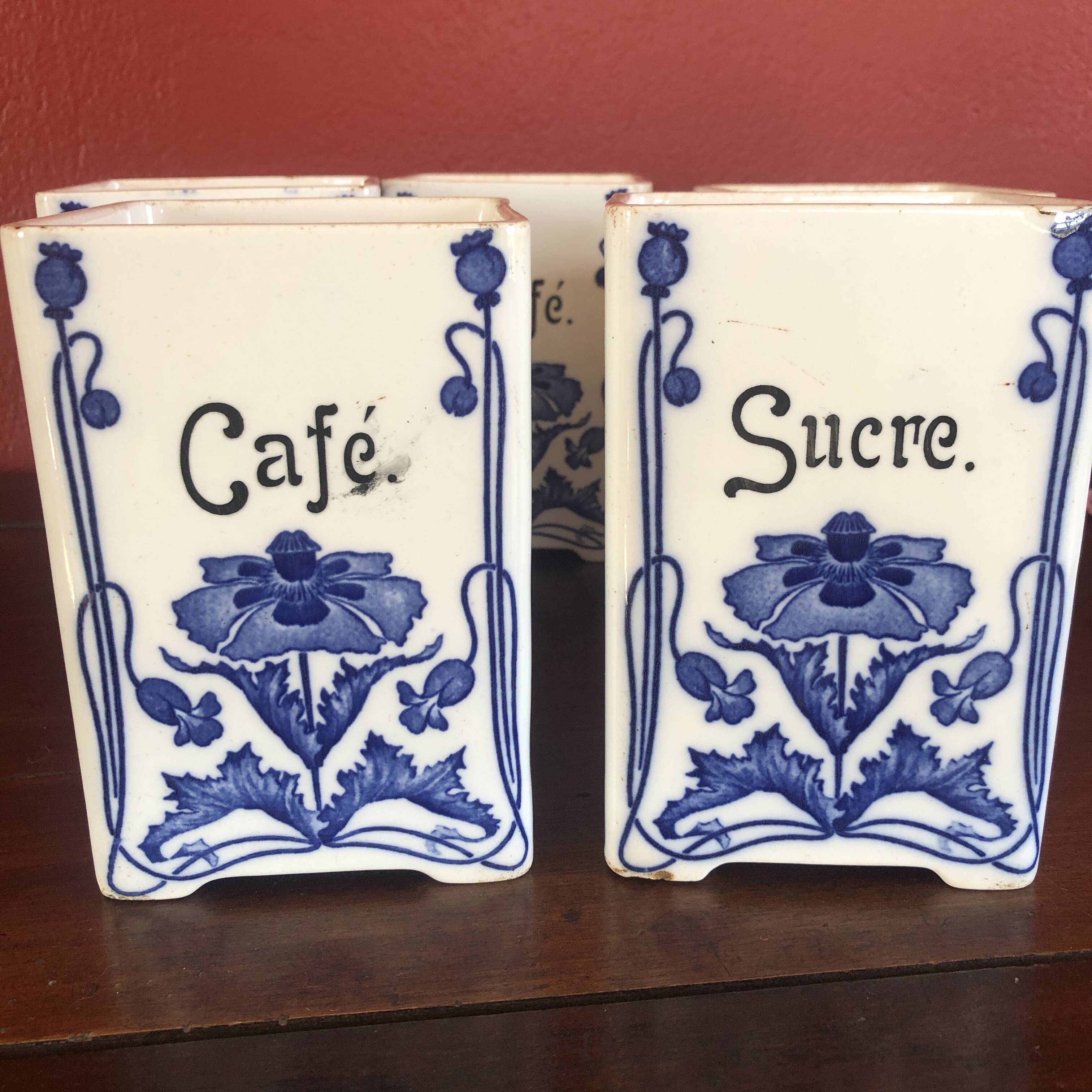 5 cobalt blue flower spice jar