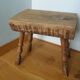Stool, brutalist side table in solid oak.