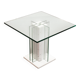 White Marble Italian Square Side Table with Glass Top and Lighting Option