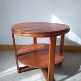 Pair of Art Deco woven rattan armchairs and table