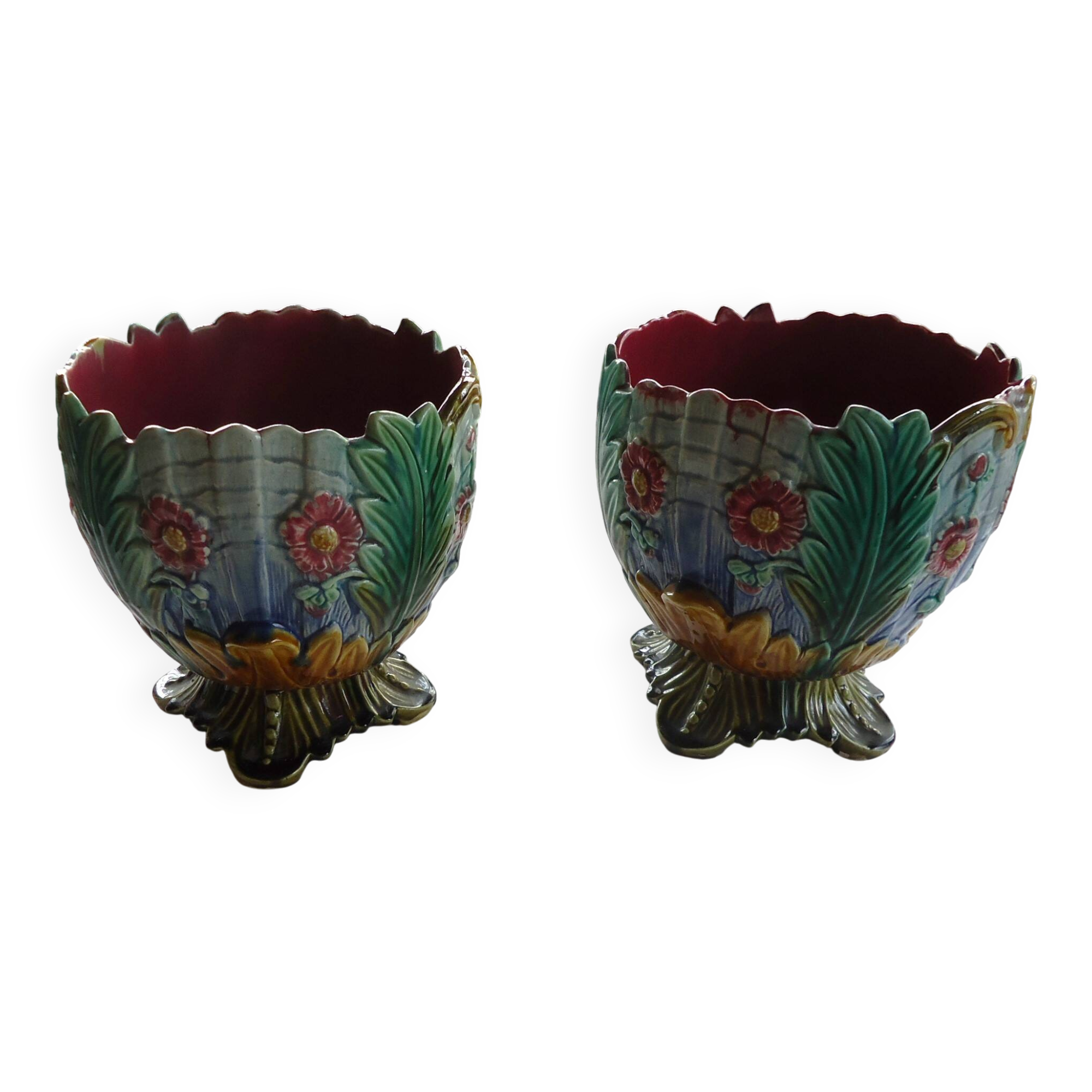 Pair of antique ceramic pot covers