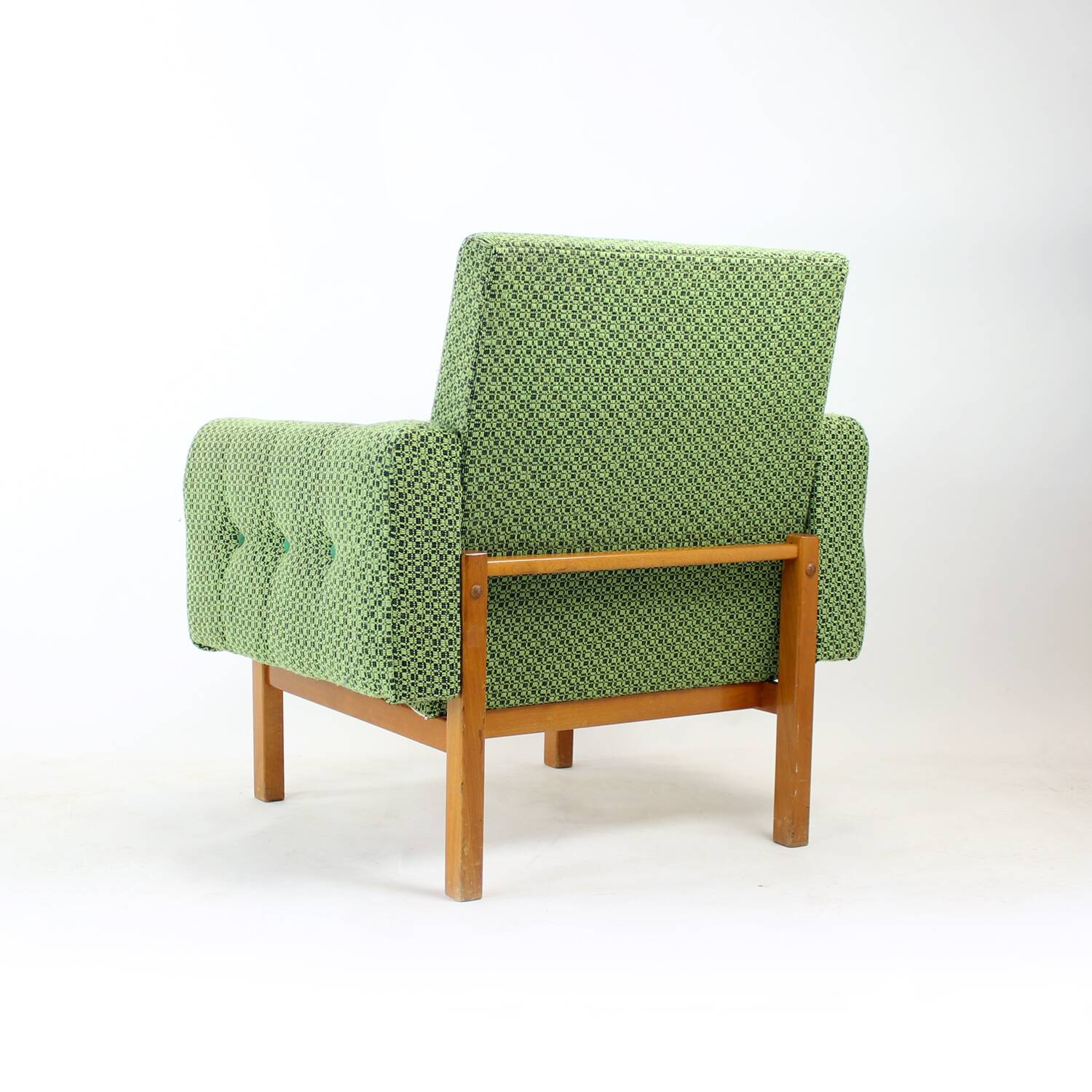 Midcentury Armchair In Fabric & Beech, Czechoslovakia 1960s