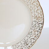 Villeroy and Boch flat plate service, batch of 12 plates, vintage, ceramic, white, gold, parties, vintage, chic