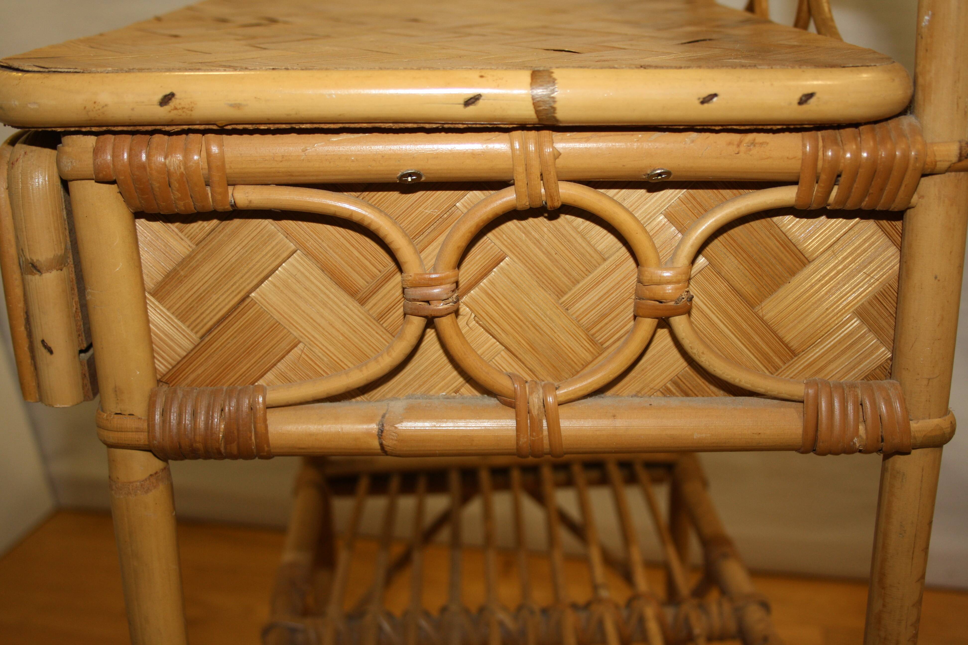 Vintage rattan bedside table