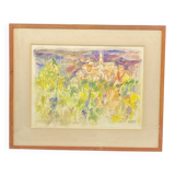 Pastel by Jean Cluseau Lanauve The vines in Beaujolais 1981