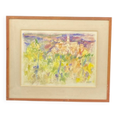 Pastel de Jean Cluseau Lanauve Les vignes dans le Beaujolais 1981