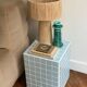 Table d’appoint cube bout de canapé carrelage mosaïque bleu ciel  joint blanc ora 30x30xh40cm