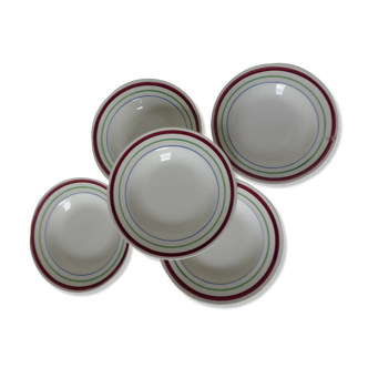 5 vintage porcelain soup plates
