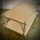 Modernist coffee table - airplane wing - in lase plate and brushed aluminium