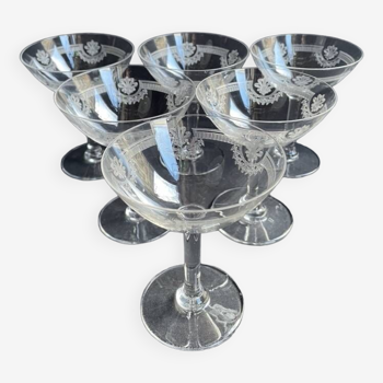 6 Champagne glasses – Saint Louis Manon service – Art Nouveau