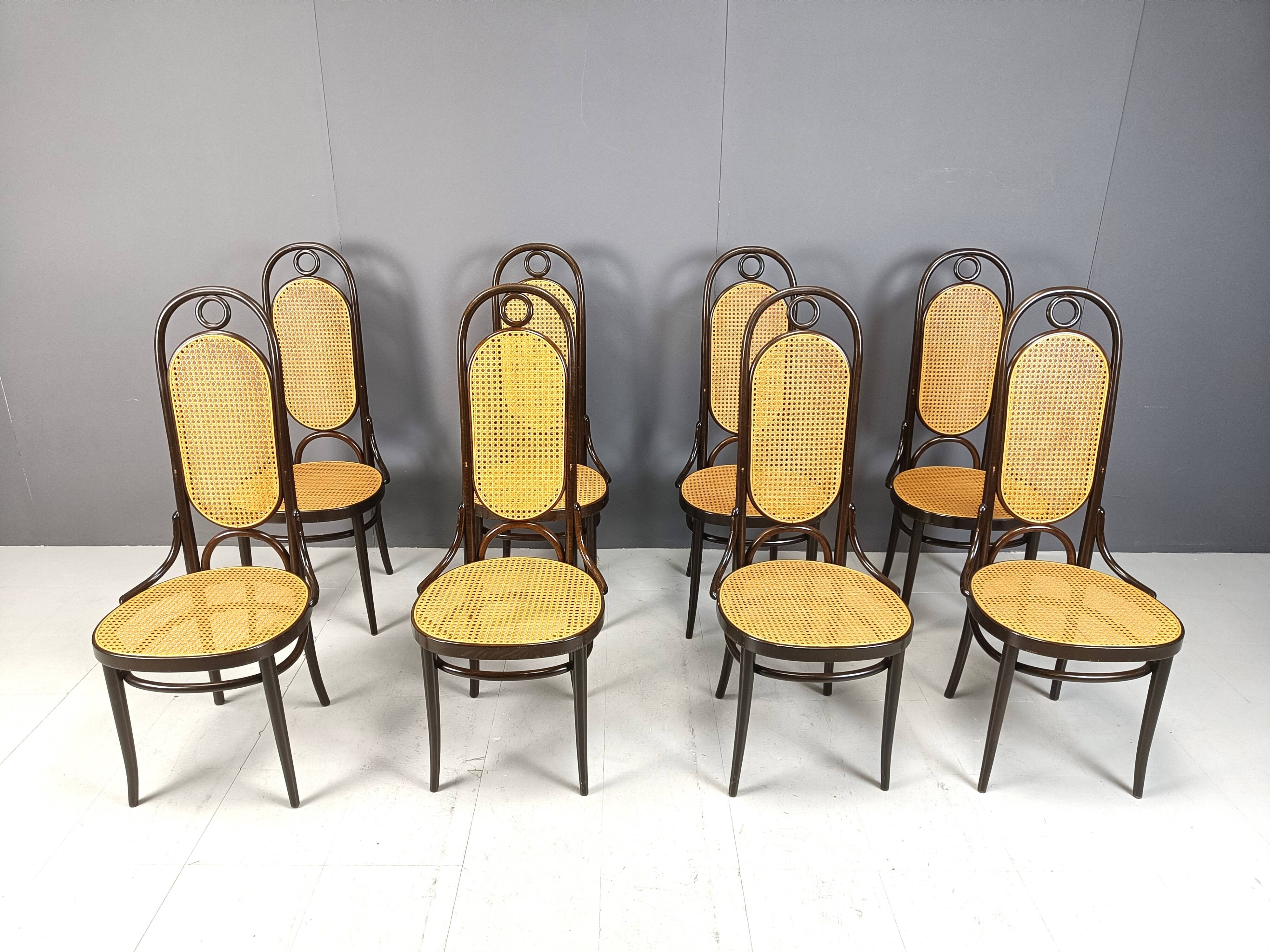 Thonet no. 207 dining chairs 'Long John', set of 8, 1980