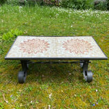 Coffee table mosaic wrought iron 60s