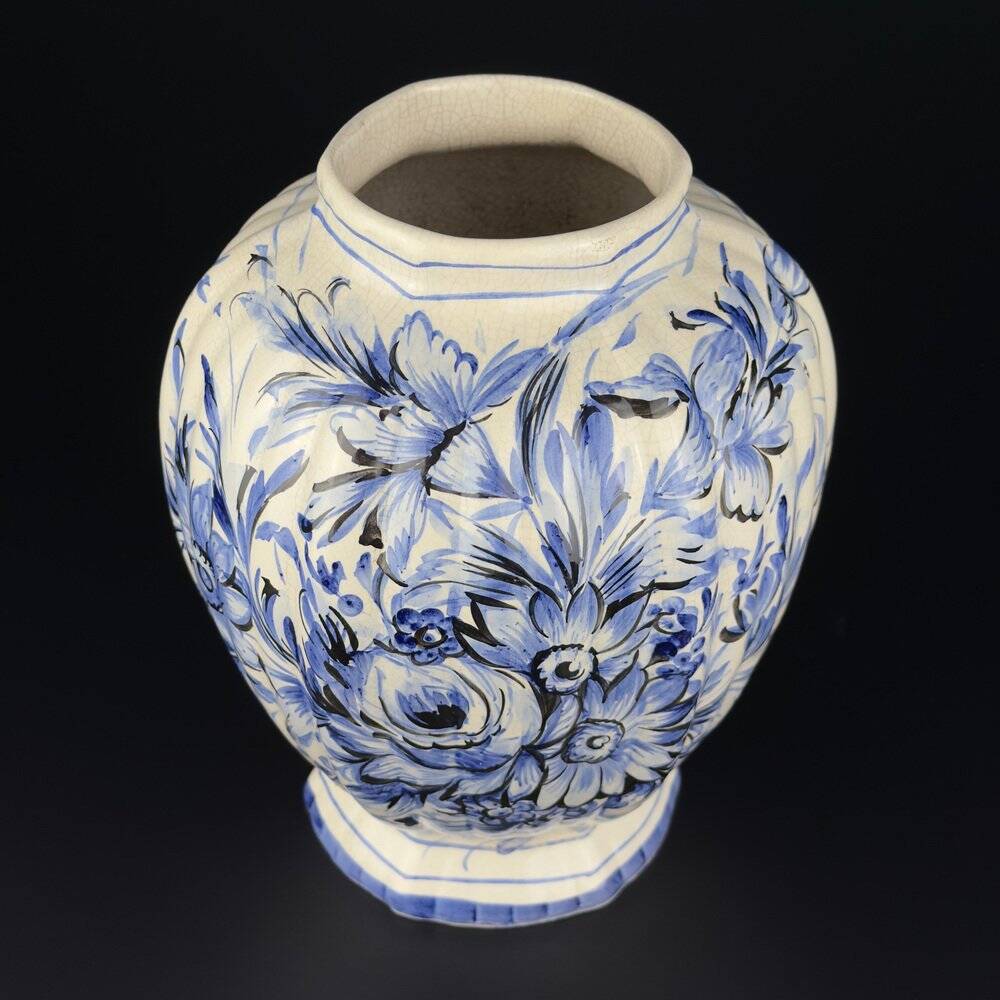 Vintage blue ceramic vase from Bassano, Italy, 1970s.