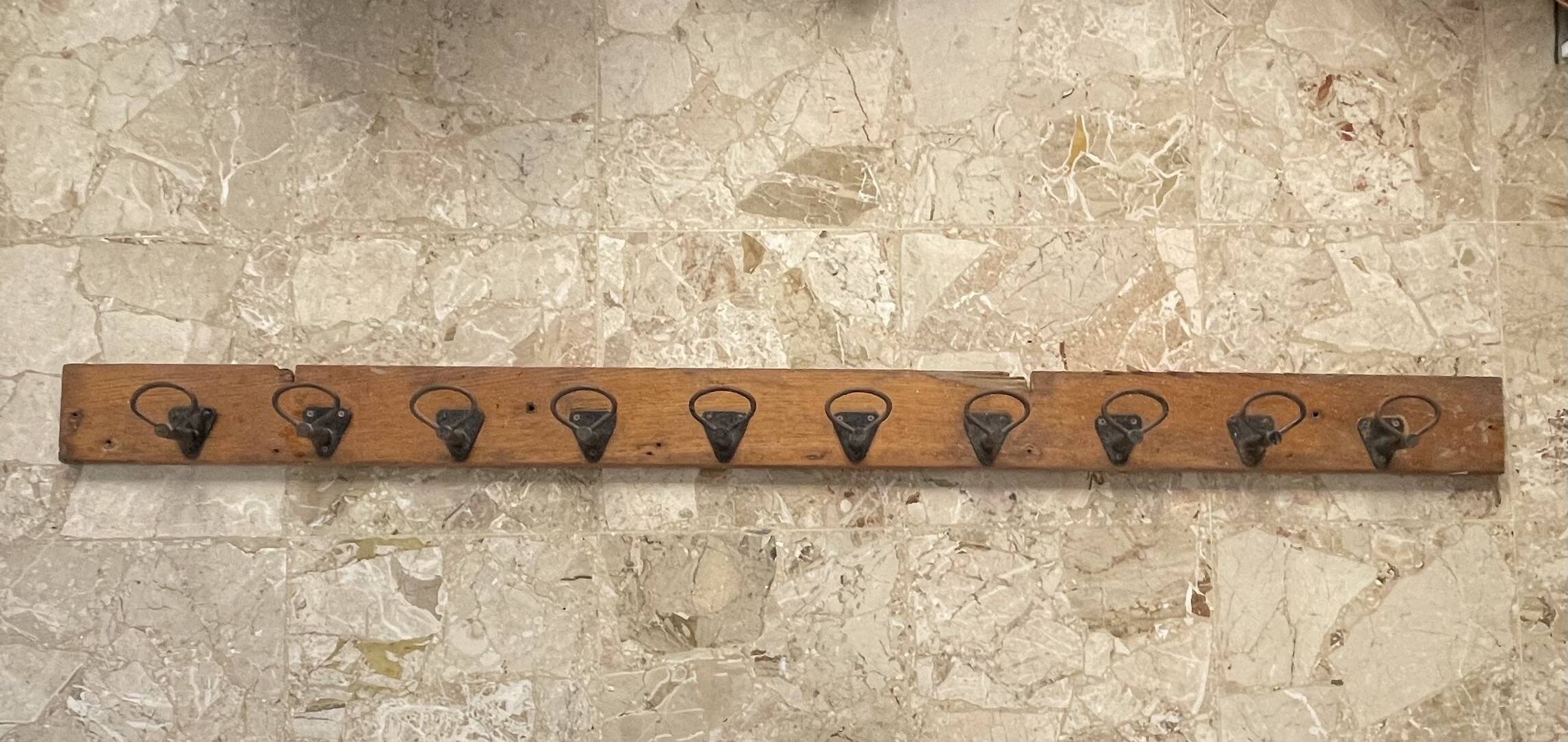 Long antique wall coat rack 186cm