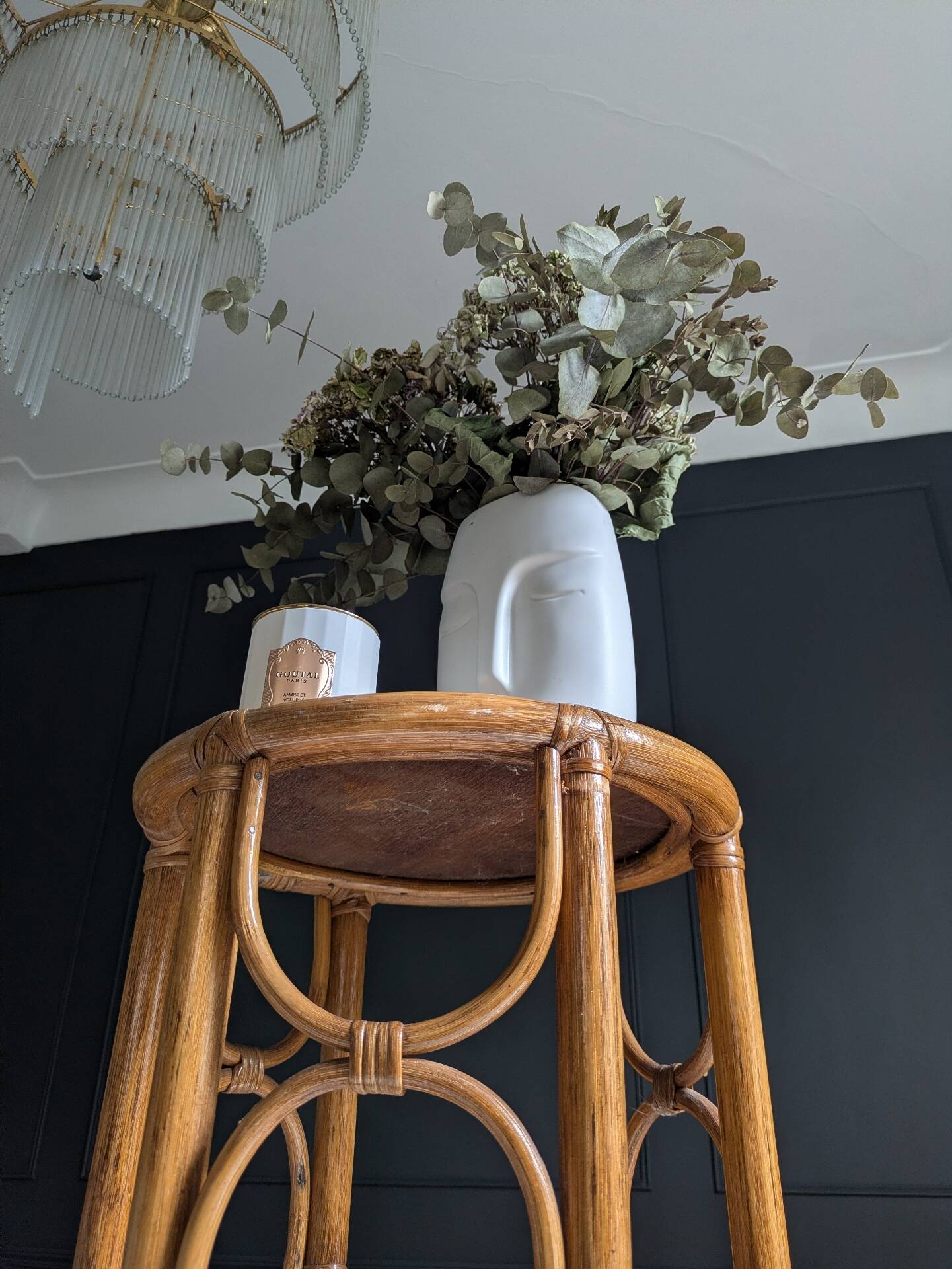 Plant stand, vintage side table, 1970s bamboo.