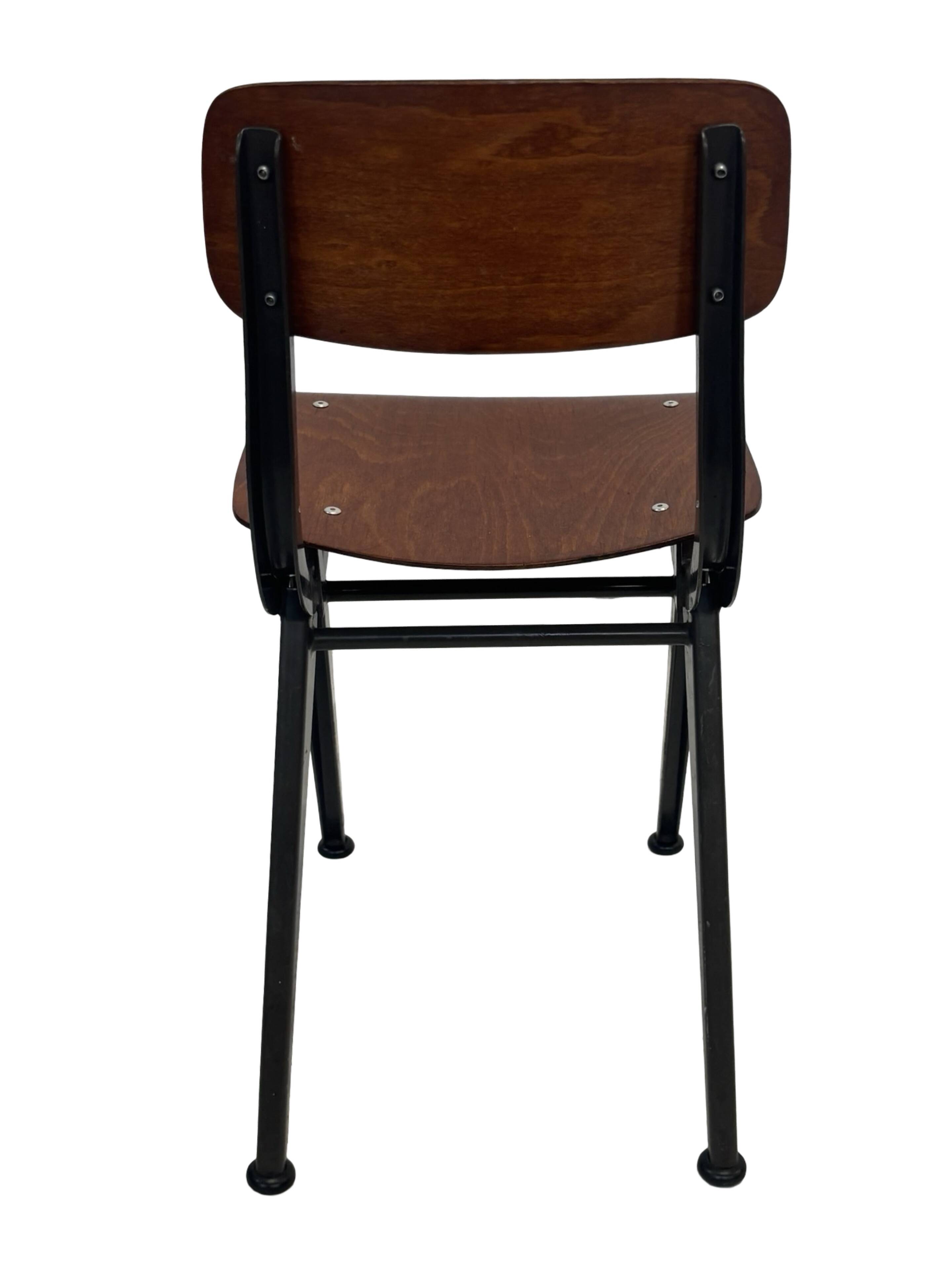 Vintage industrial children's chair, school chair, Dutch design