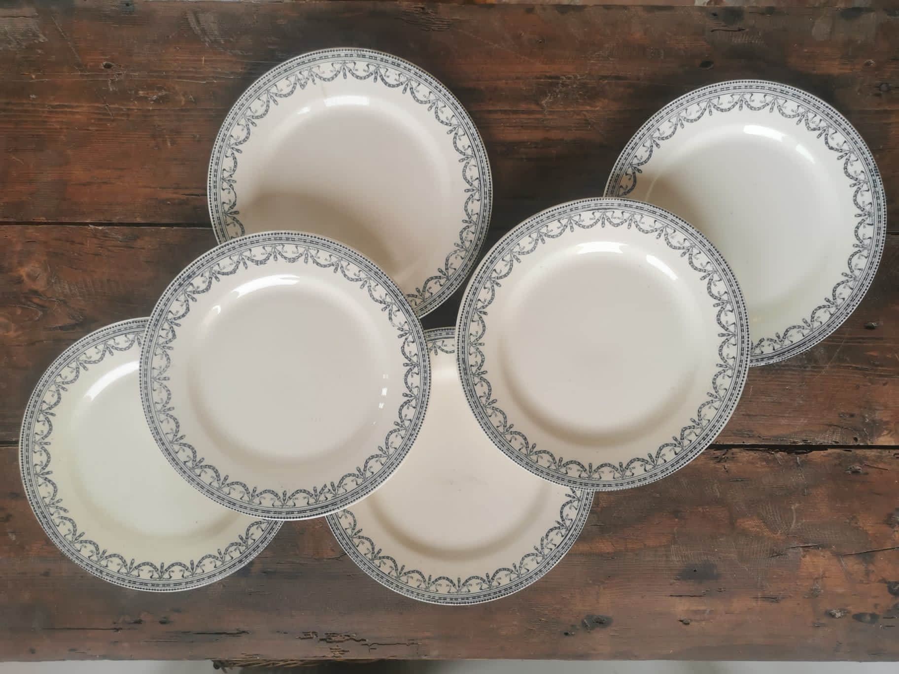 Serving of 6 plates in iron earth, Salins