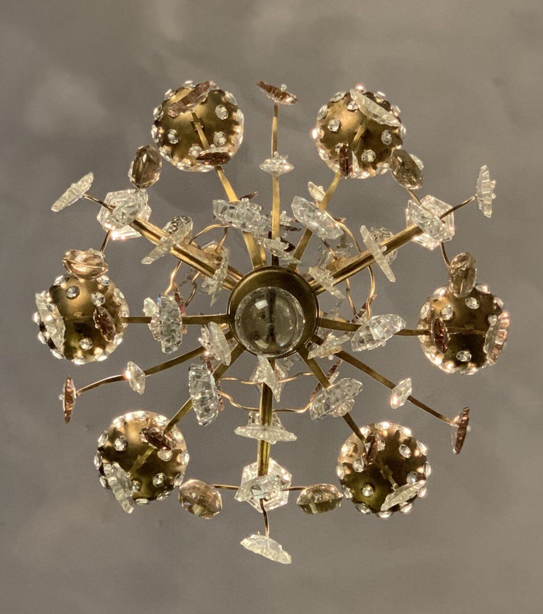 Chandelier with crystal pendants 1940