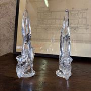 Pair of crystal candlesticks Vannes le Chatel Lorraine