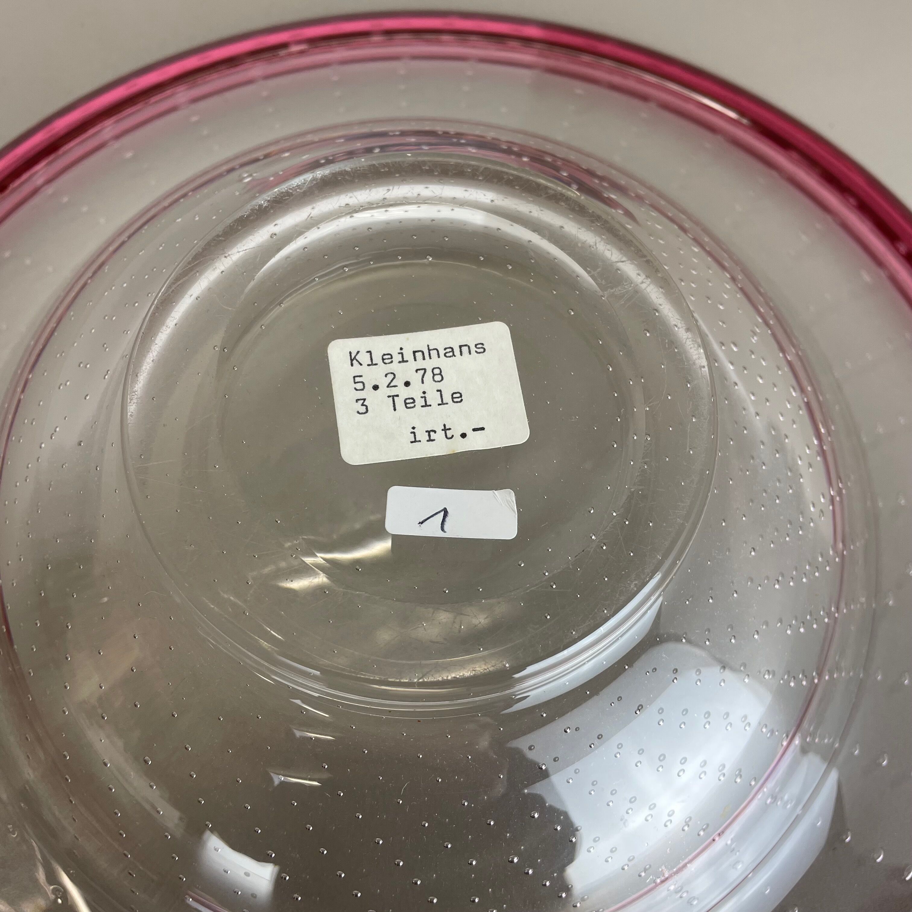 German 2,2kg Glass Bowl by Karl Wiedmann for WMF, 1960s Baushaus Art Deco