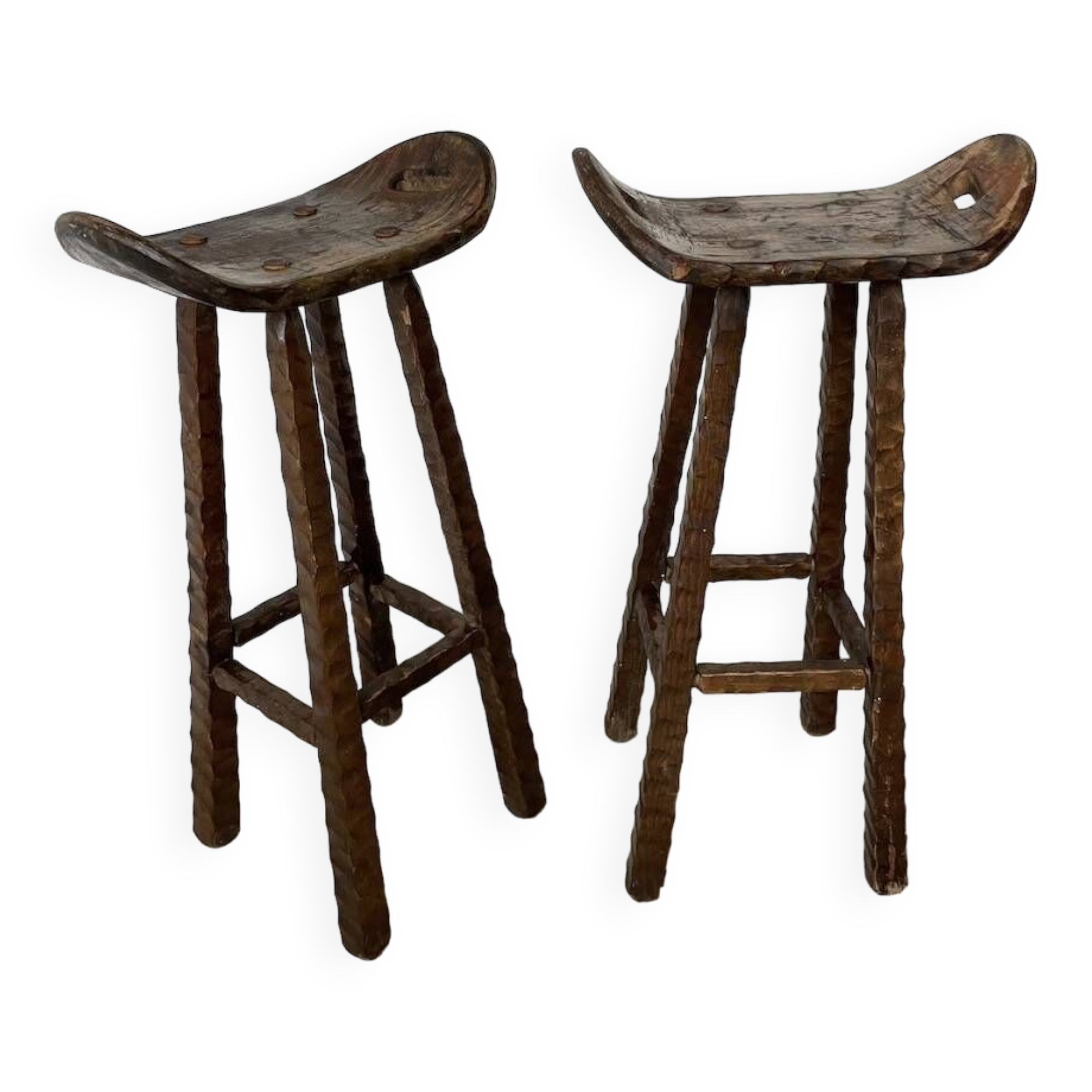 Pair of brutalist high stools