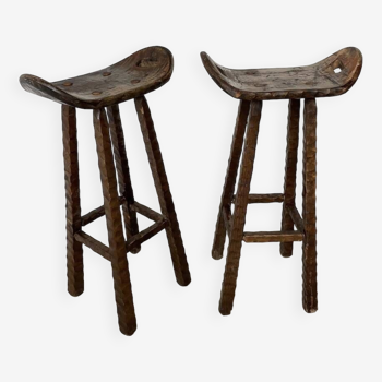 Pair of brutalist high stools