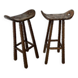Pair of brutalist high stools