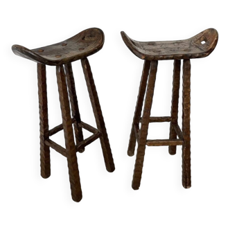 Pair of brutalist high stools