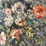 Oil painting on canvas, bouquet, signed MOBERG