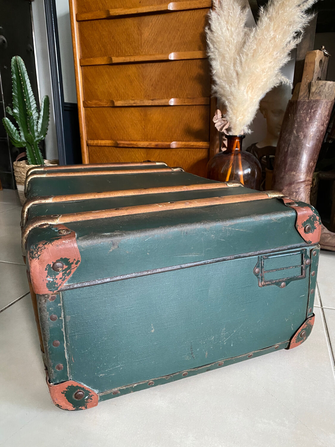 Old vintage travel trunk
