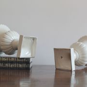 Pair of Capuani Este Vases in white lacquered ceramic, Italy '900