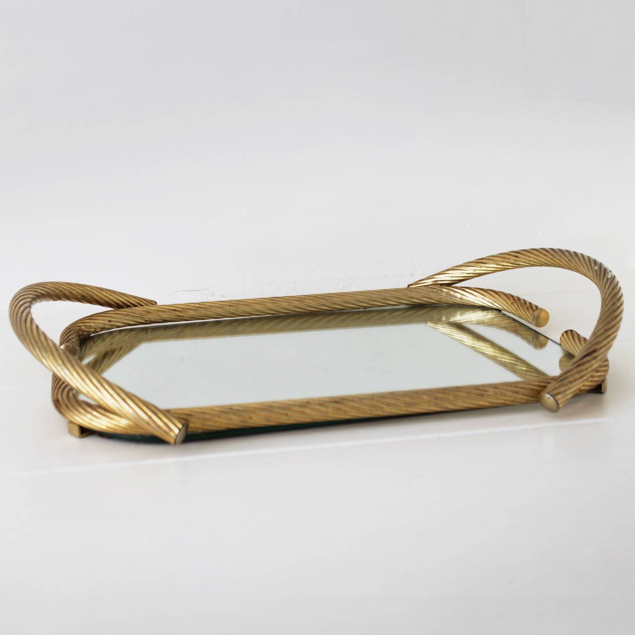 Plateau de service à miroir en corde française