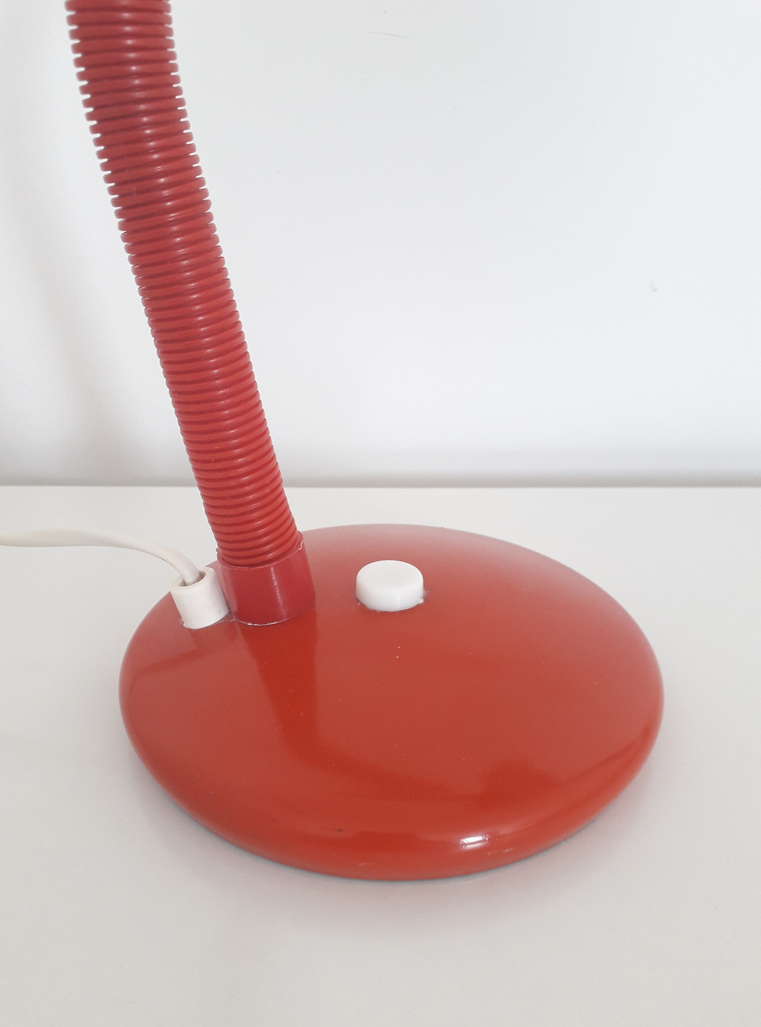 Vintage desk lamp red lacquered metal 1970