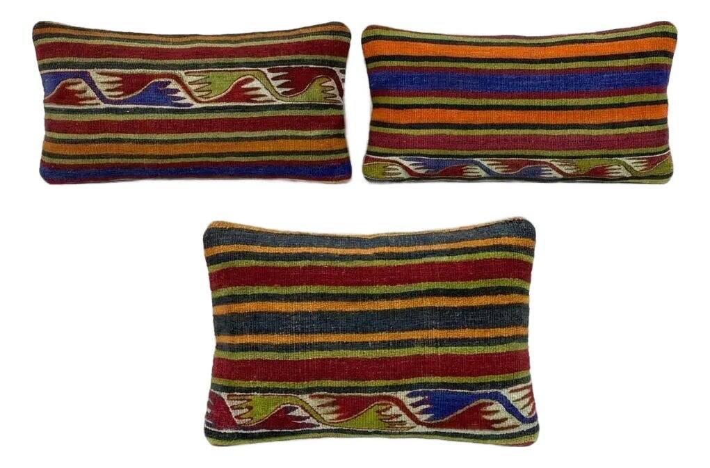 Set of 2 vintage kilim cushion covers 28x58 cm