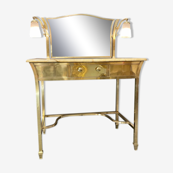 Dressing table 20s /30s in brass with marble top, muller glassware